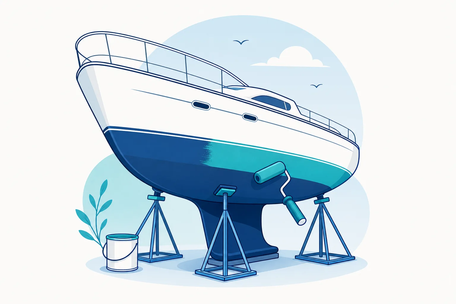 Illustration d’une coque de bateau repeinte à l’antifouling